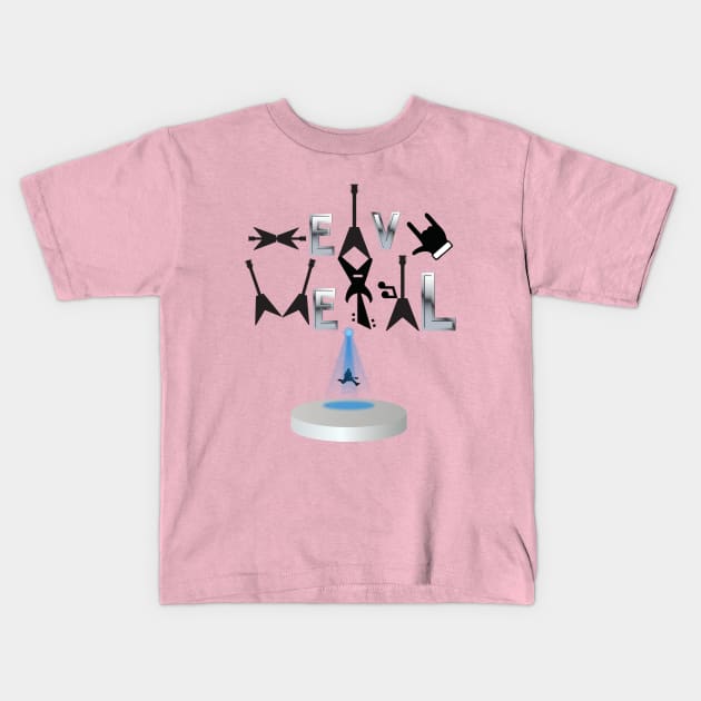 heavy metal script written with musical instruments Kids T-Shirt by tubakubrashop